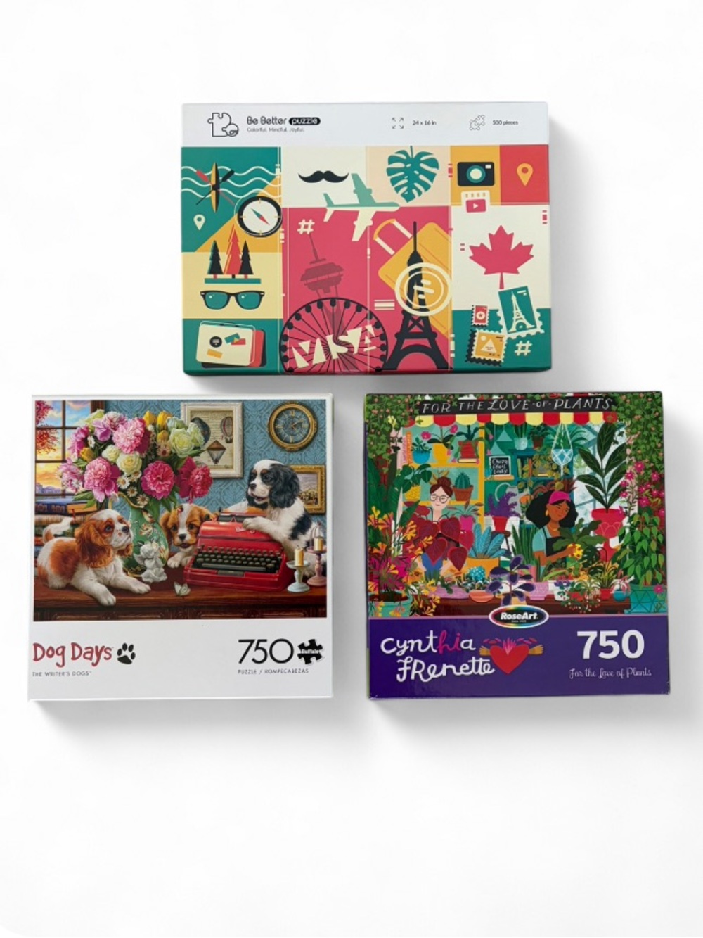 Lot of 3 Jigsaw Puzzles - 750 and 500 Pieces
